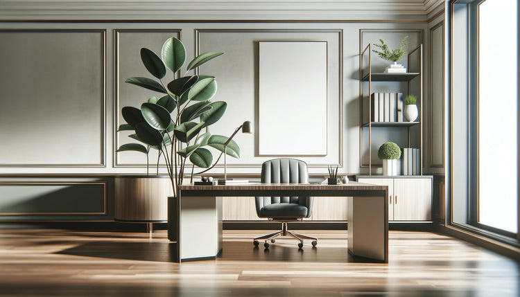 modern office with houseplant that have been sent as gifts for a work promotion